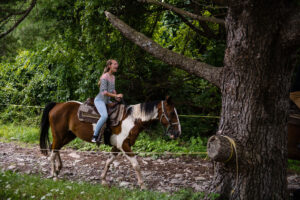 Girl on Horseback Trail Ride in Pocono Mountains